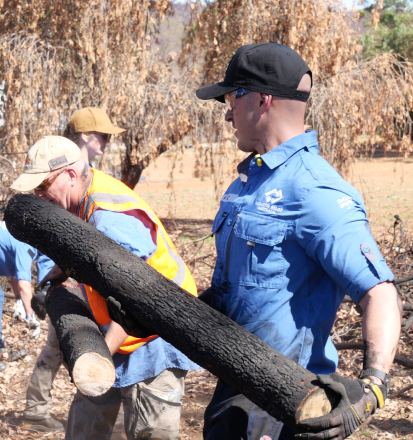 veteran volunteer working on bushfire recovery operation